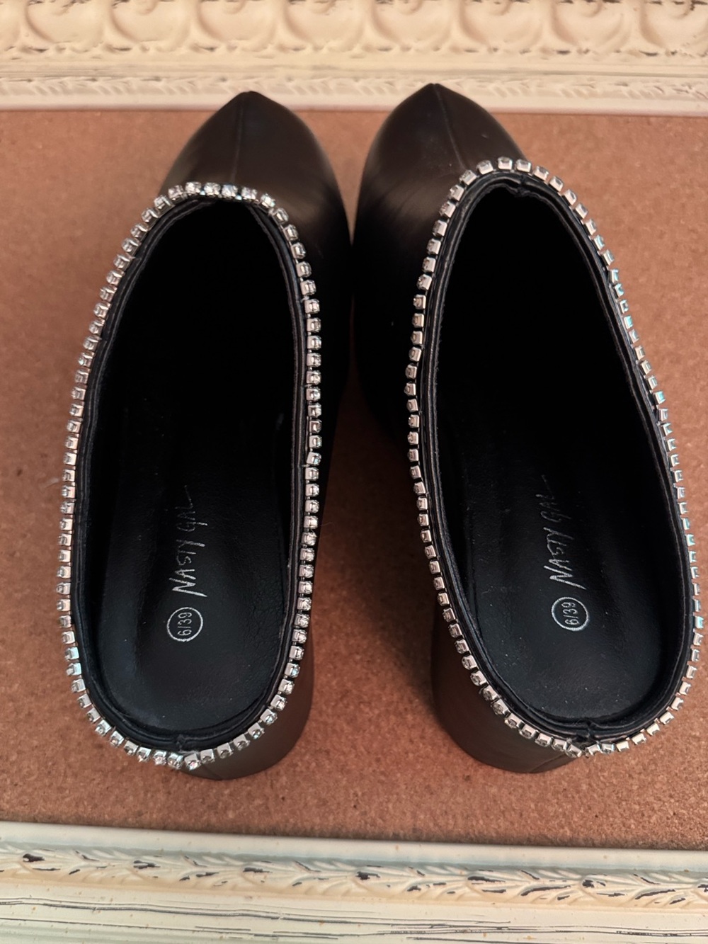 Black Rhinestone-Trim Platform Clogs - Picture 6 of 15